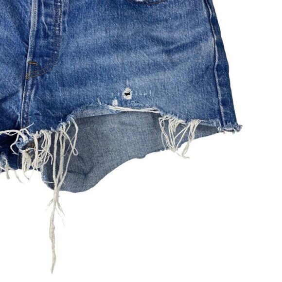 Levis Womens 501 Original High Rise Destroyed Cut Off Blue Jean Shorts US 31 - Picture 6 of 15
